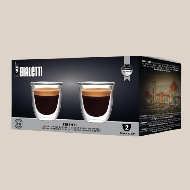 Bialetti Double Walled Glass Espresso Cups 80 ml Set of 2