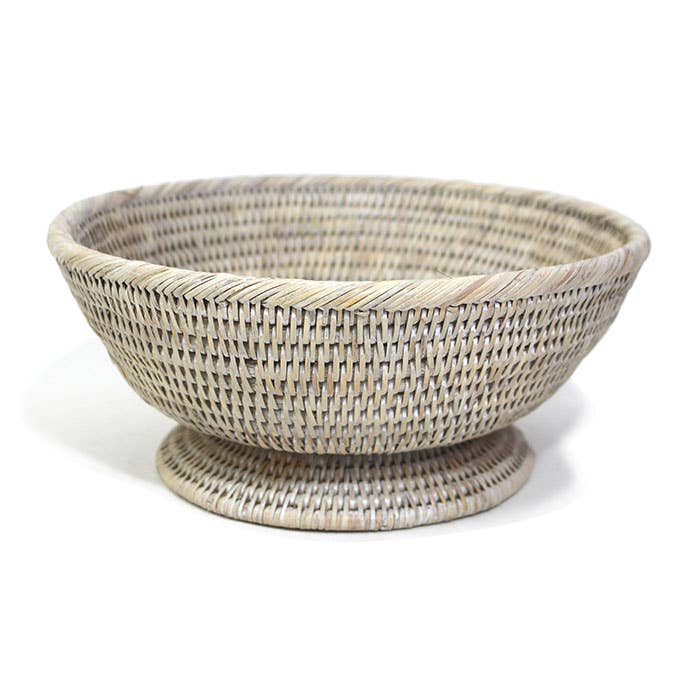 Round Pedestal Basket Cream Washed Color 11"W x 5"H