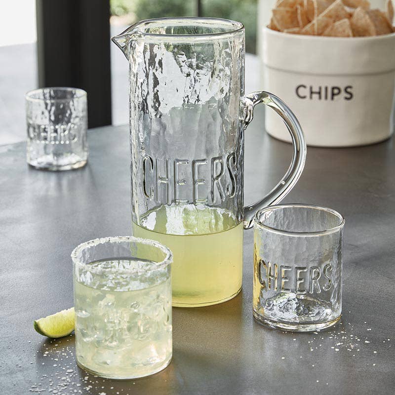 Hammered Glass CHEERS Pitcher
