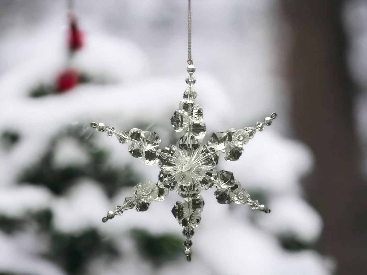 5.75" Acrylic Beaded Diamond Snowflake