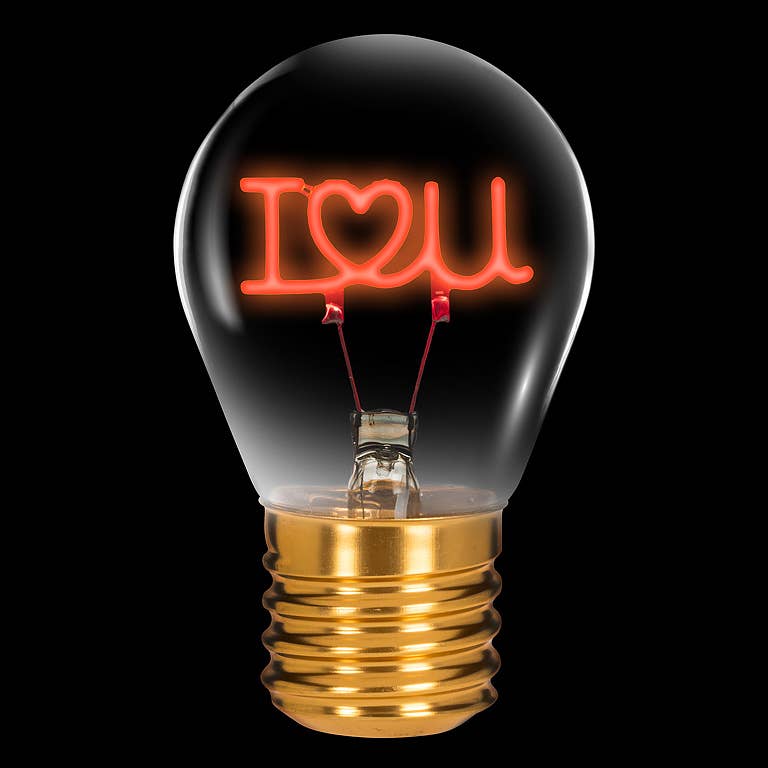 I HEART U Neon LED Lightbulb 4.5"H