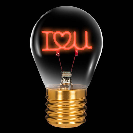 I HEART U Neon LED Lightbulb 4.5"H