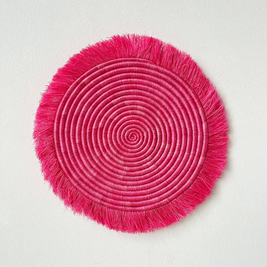 Electric Pink Fringe Sisal Trivet