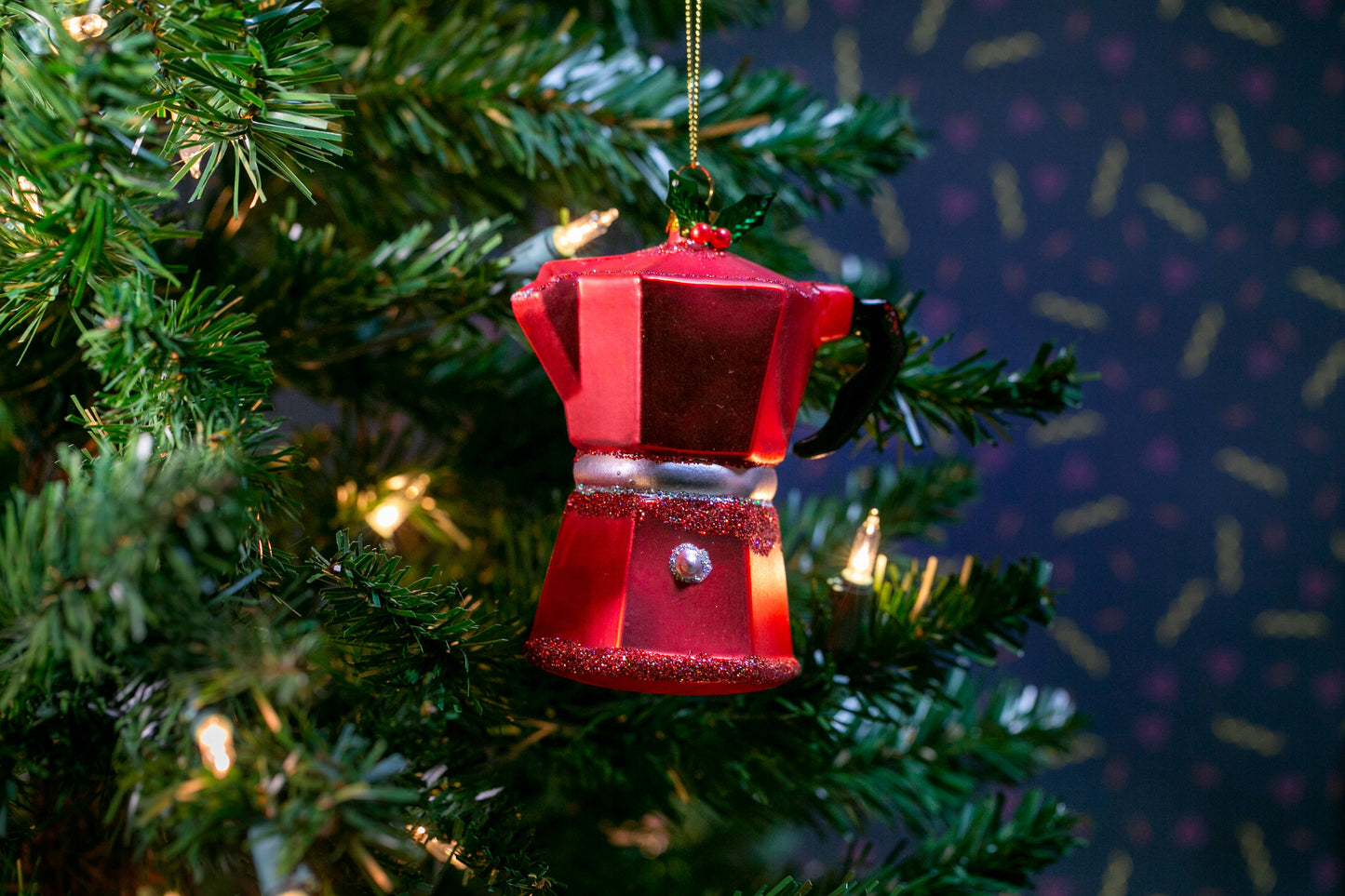 Red Moka Pot Glass Ornament