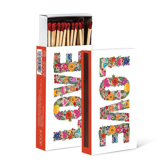 Floral LOVE Matches 4"L