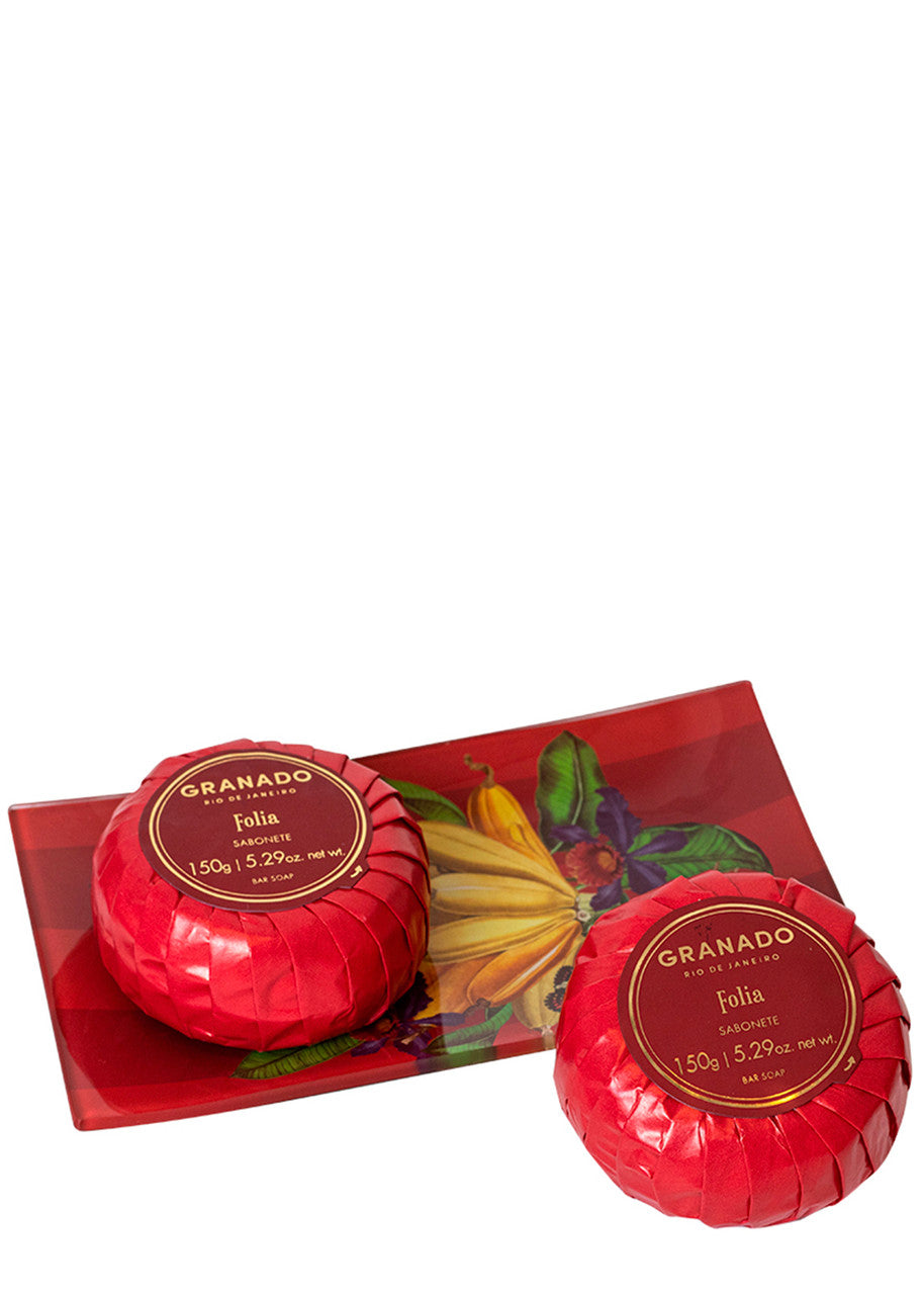 Granado Folia Bar Soap Duo with Glass Tray 150g x 2