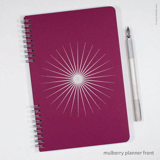 Big Burst Weekly Planner with Mulberry Cover and Silver Ink