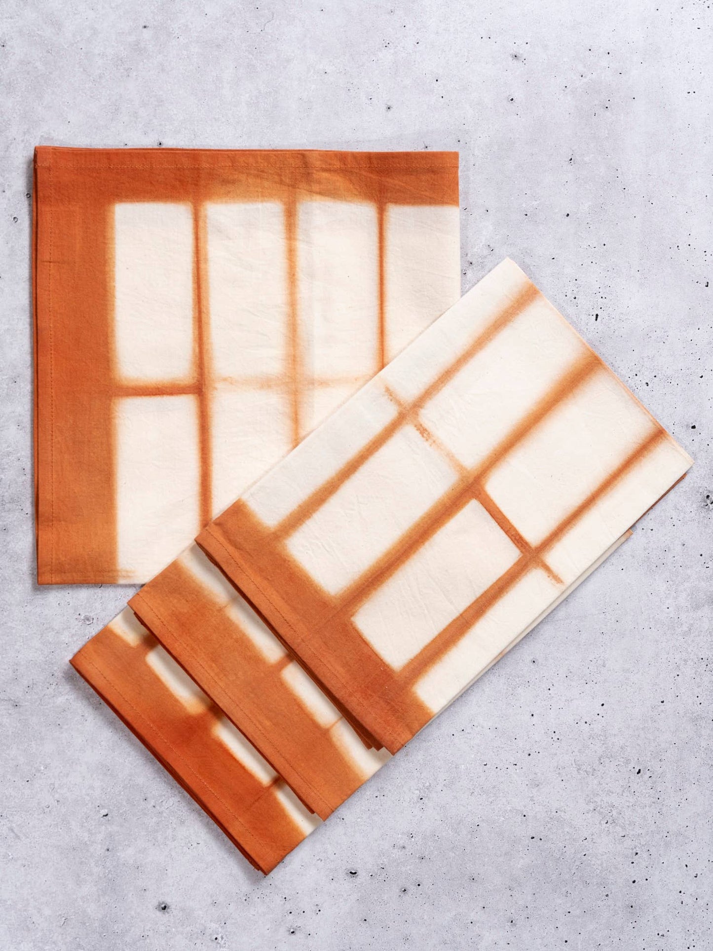 Amber Orange Cotton Dinner Napkin Rectangle Batik Pattern