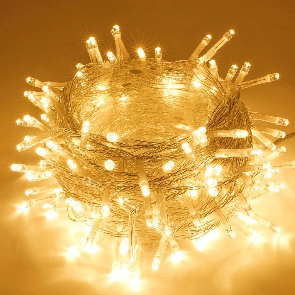 200 LED Clear Cable String Lights Plug In - Warm White
