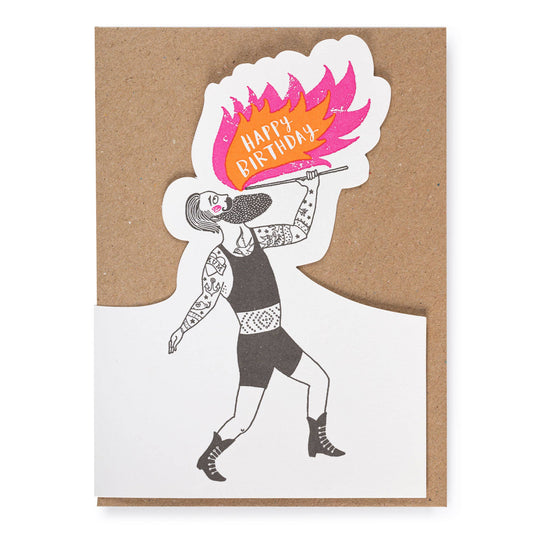 Happy Birthday Fire Breather | Cut-Out - Greeting Card