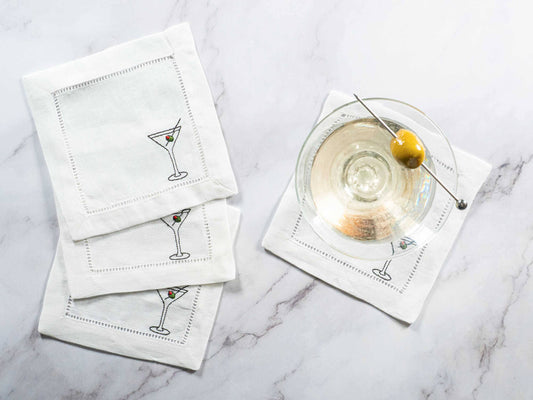 Martini Time Linen Coasters, set of four