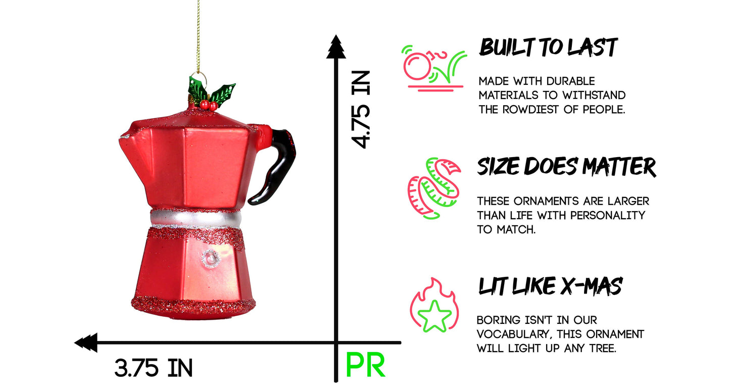 Red Moka Pot Glass Ornament