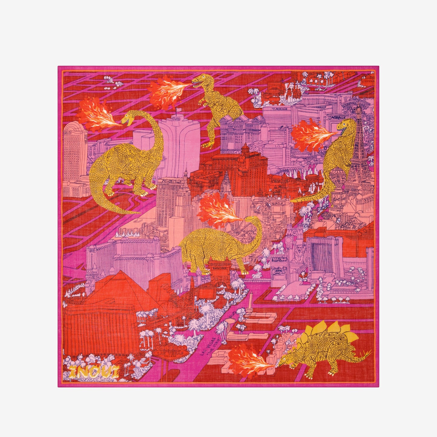 Inoui Editions Wool Square Scarf 130cm Vegas Dragons