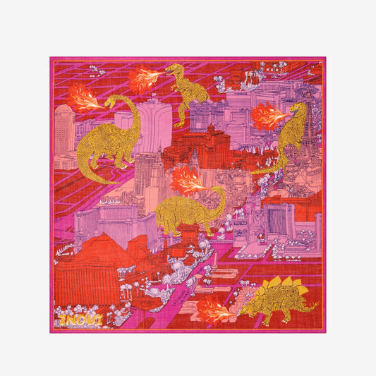 Inoui Editions Wool Square Scarf 130cm Vegas Dragons