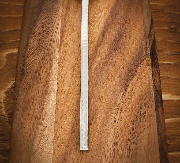 Shiny Hammered Olive Spoon 7"L