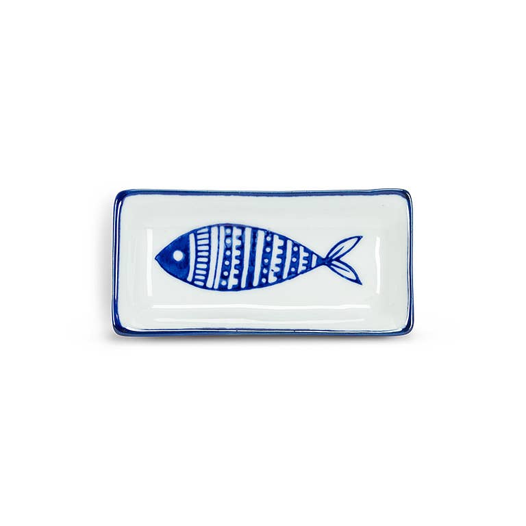 Small Rectangular Ceramic Fish Sauce Dish 3.5" L