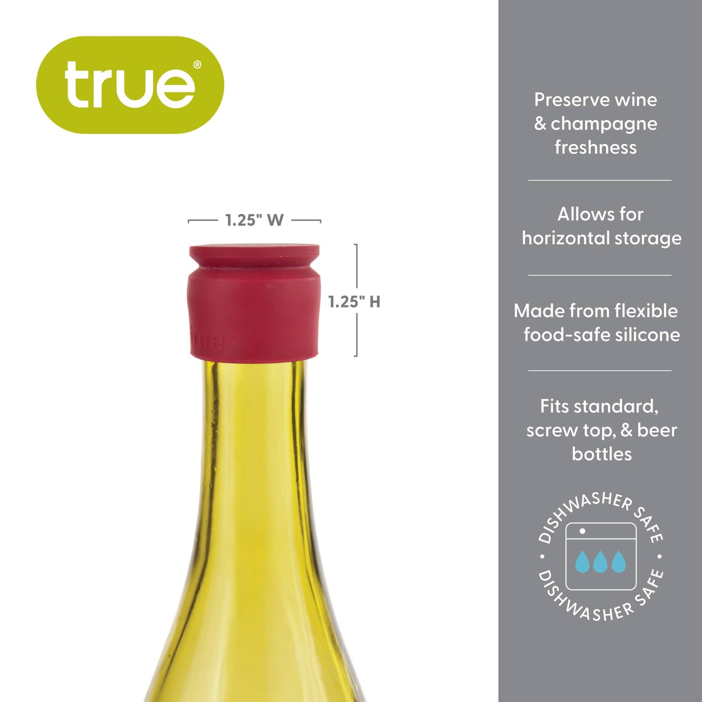 TrueCap Silicone Bottle Stopper in Burgundy - Bulk