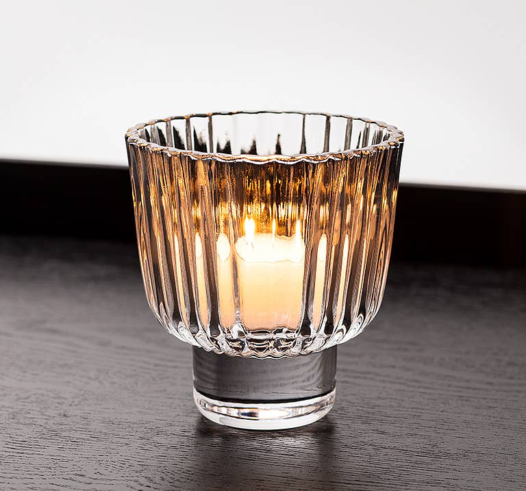 Ribbed Glass Tealight Holder