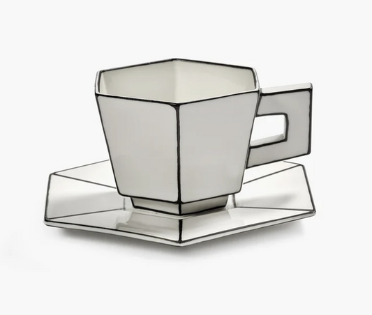 Annebet Black and White Coffee Cup and Saucer Set