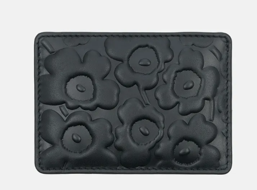Marimekko Card Holder Black Leather Unikko
