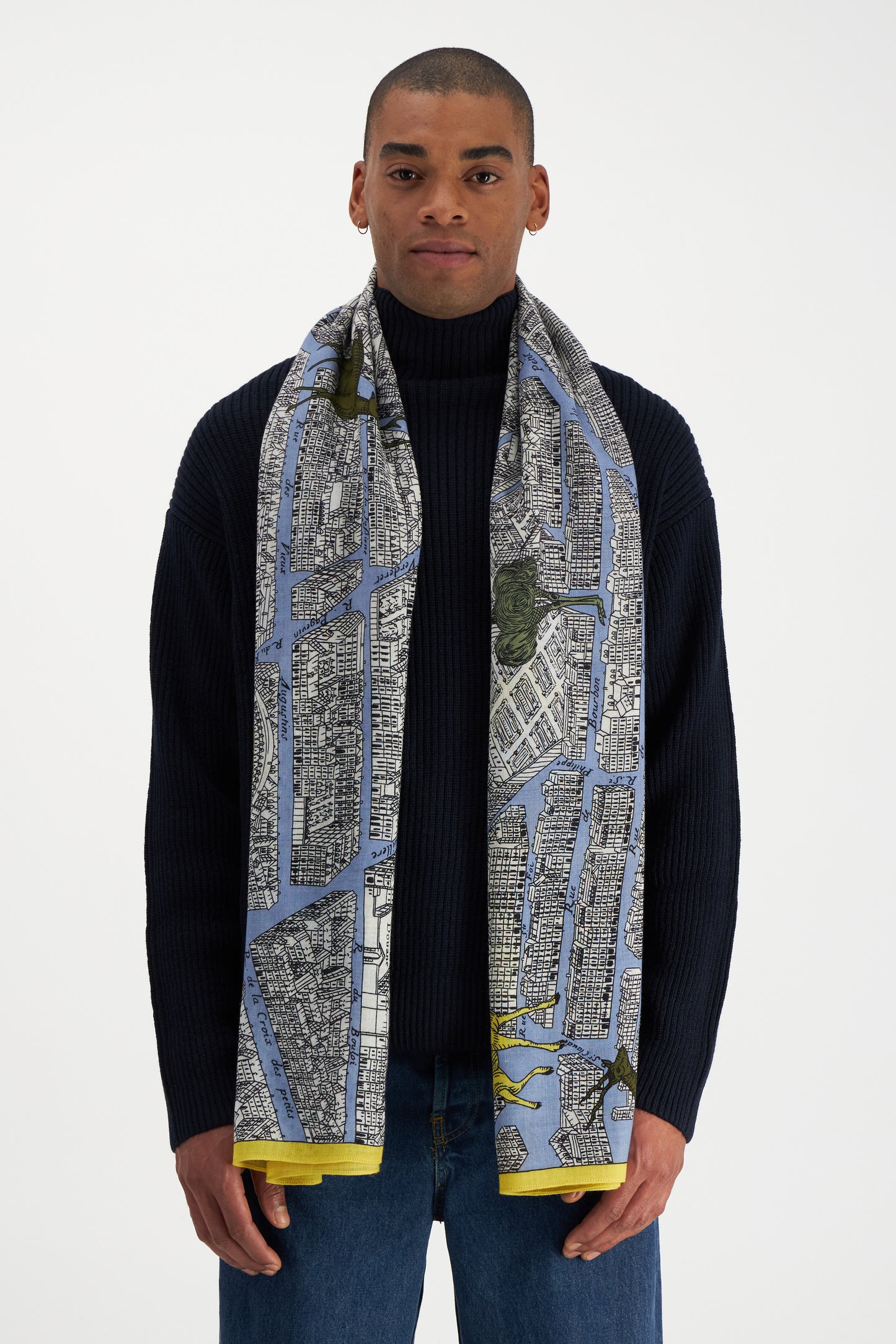 Inoui Editions Scarf Etole 100 Turgot Map of Paris Bleu Clair