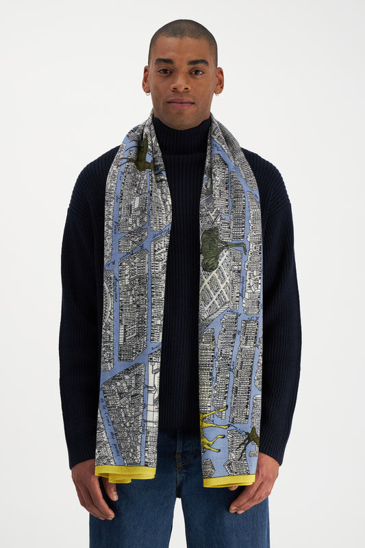 Inoui Editions Scarf Etole 100 Turgot Map of Paris Bleu Clair