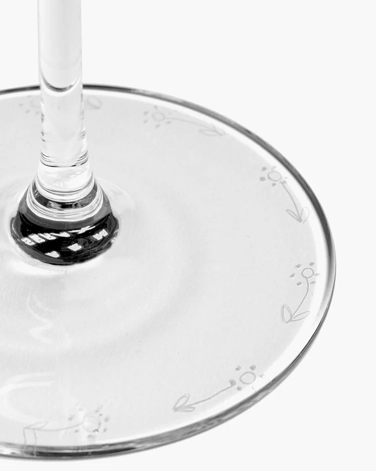 Champagne Coupe with Etched Anemone Pattern by Marni