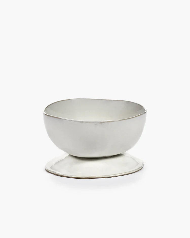 Large Off White Deep Footed Bowl by Marie Michielssen