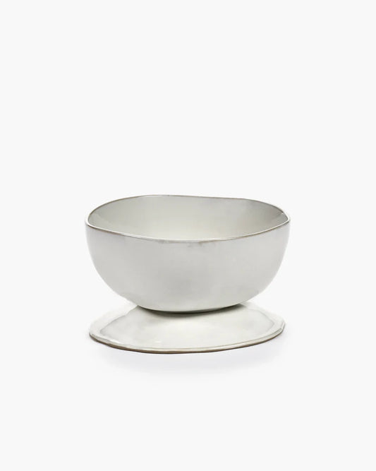 Large Off White Deep Footed Bowl by Marie Michielssen