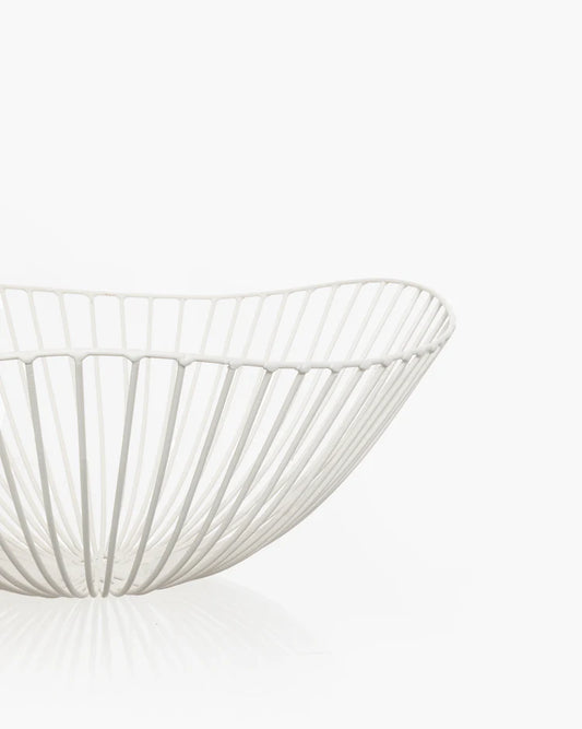 Wide Iron basket white Gio Metal Sculptures by Antonino Sciortino