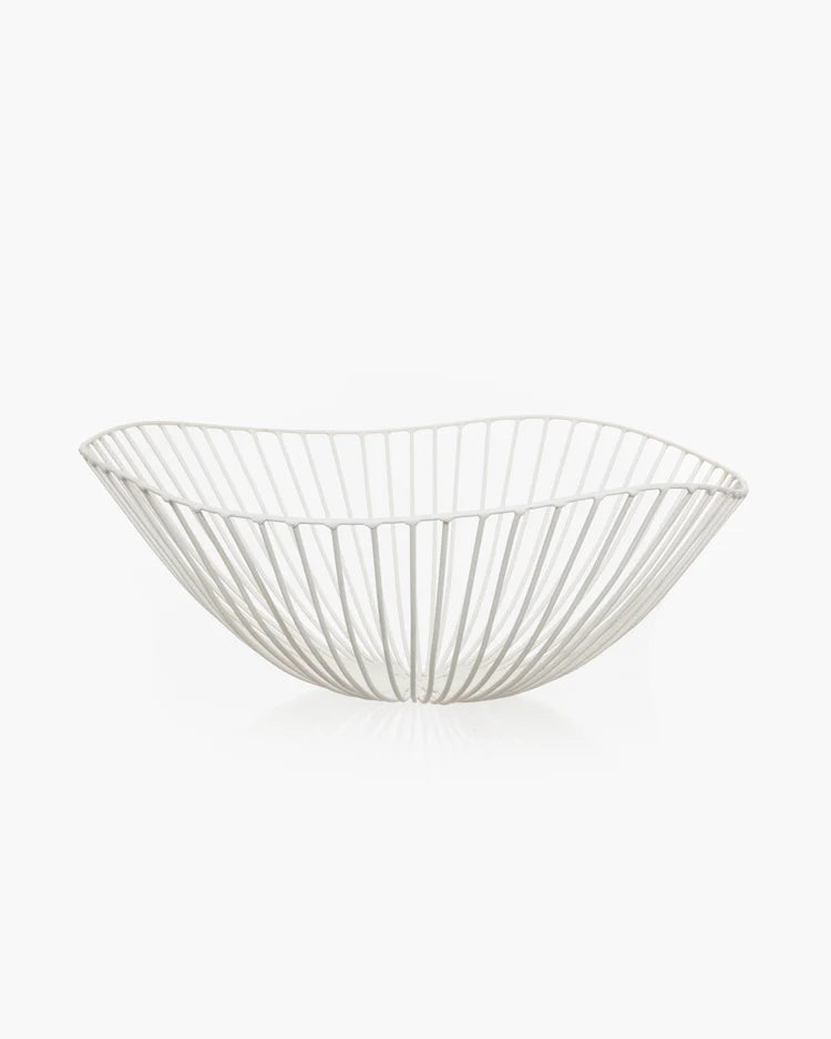 Wide Iron basket white Gio Metal Sculptures by Antonino Sciortino