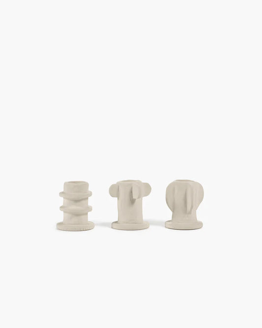 Ceramic Candle holders in beige by Marie Michielssen SET of 3