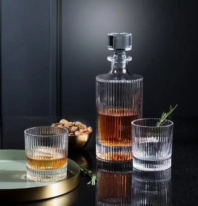 Ribbed Optic Glass Decanter