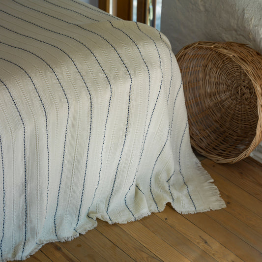 Handwoven striped neutral blanket bedspread
