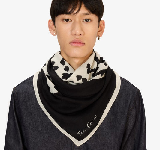 Inoui Editions Wool Square Scarf 130cm Black & White Leopard
