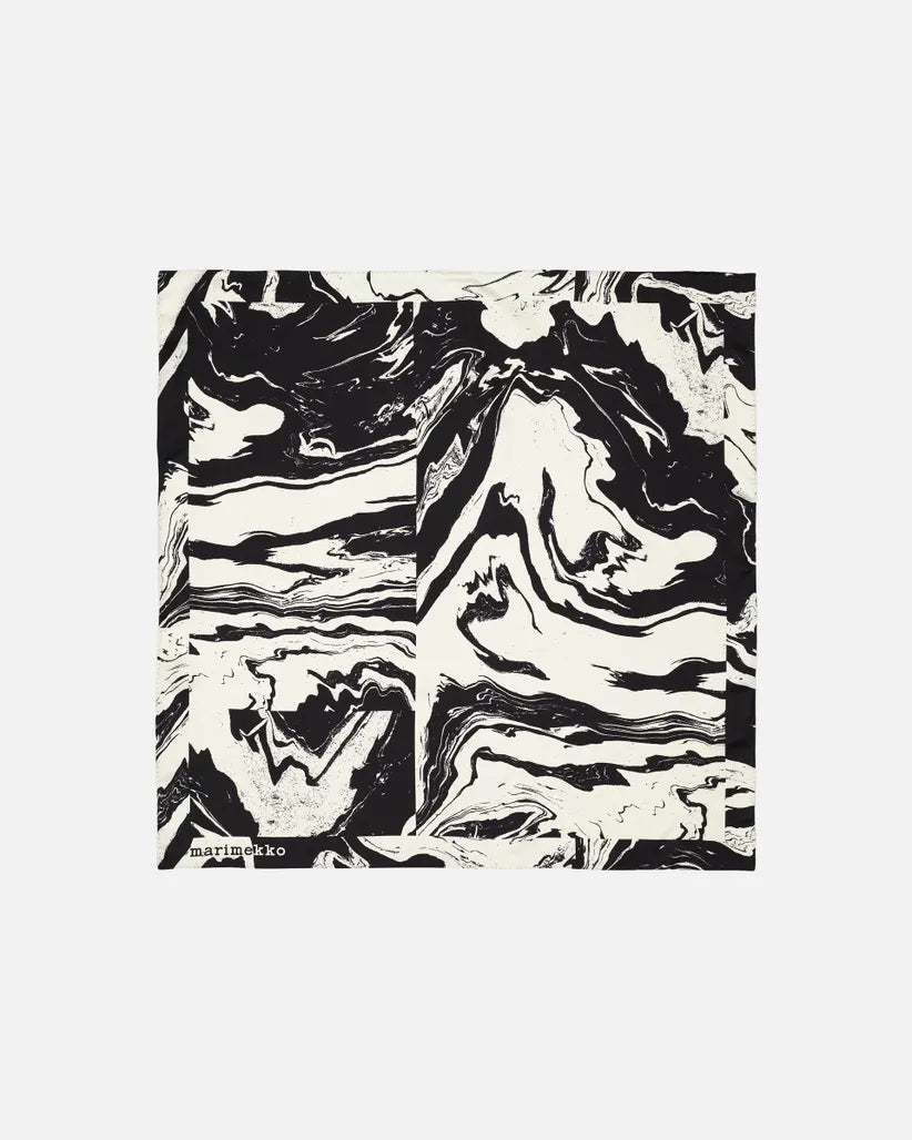 Marimekko Lauhtua Unikko Square Silk Scarf Black & White