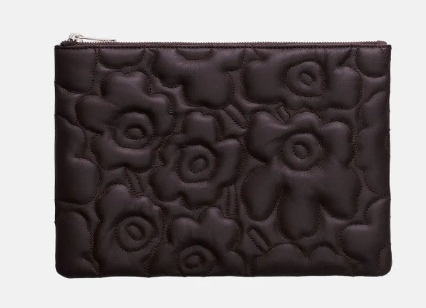 Marimekko Leather Unikko Pouch Bag Clutch Black