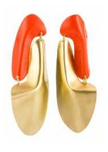 Sibilia Papaya Red Enameled and Brass Earrings Pinch