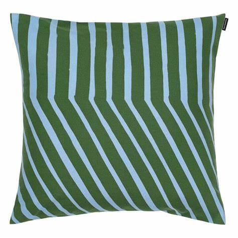Marimekko Kalasääski Green and Blue Stripe pillow cover 50x50 cm