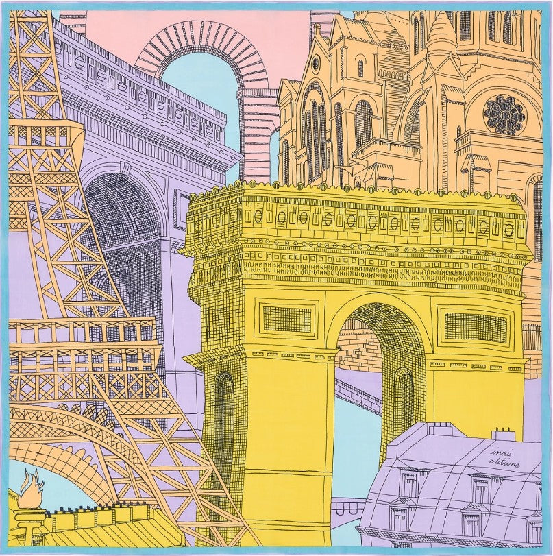 Inoui Editions Square Silk Scarf Carre 65 Paris Lavender