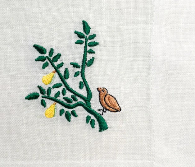 12 Days of Christmas Embroidered Cocktail Napkins Set of 12