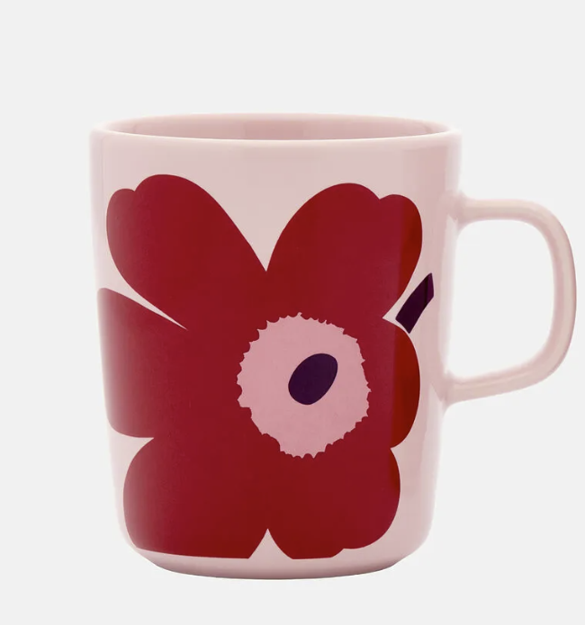Marimekko Red Unikko on Pink Small Mug 2.5dl
