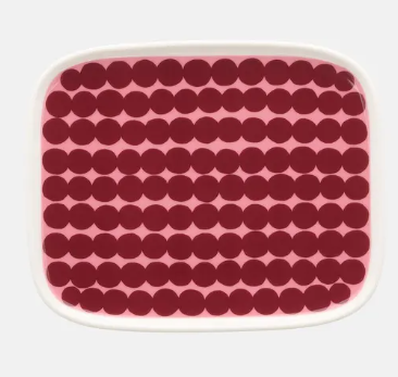 Marimekko Siirtolahputarha Wine RED Dots Rectangular Plate
