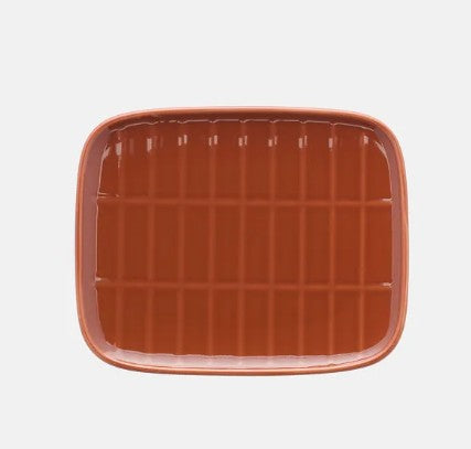 Marimekko Rust Grid Pattern Tiiliskivi Rectangular Plate