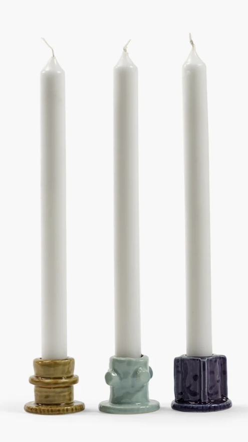 Glazed Ceramic Candle Holders by Marie Michielssen SET of 3 Short