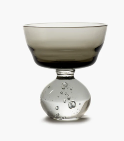 Bubble Stemmed Glass by Bela Silva Medium Smokey Grey
