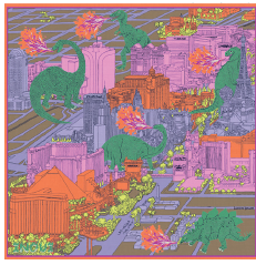 Inoui Editions Square Silk Scarf Vegas Multi Color 26" x 26"