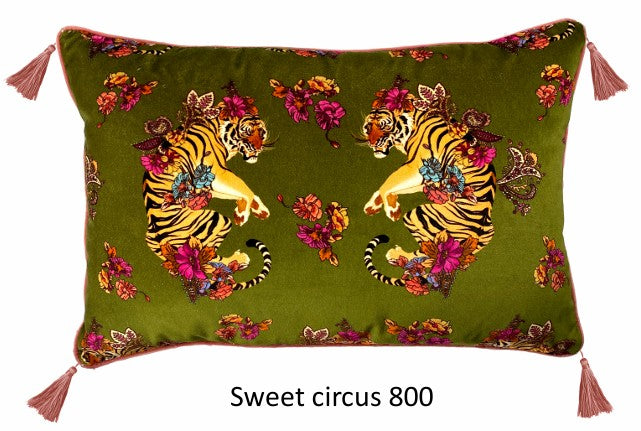 Carlotta Oddone Sweet Circus Throw Pillow with Tassels