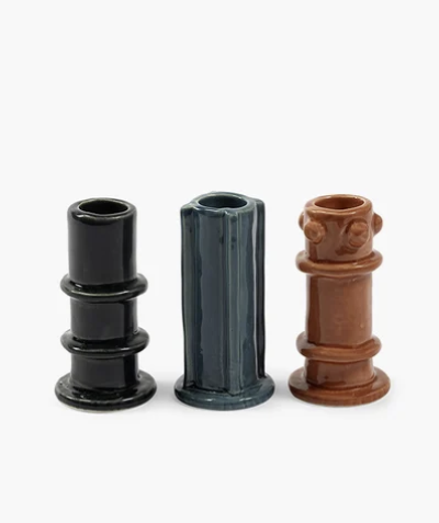 Glazed Ceramic Candle Holders by Marie Michielssen SET of 3 Medium (Copy)