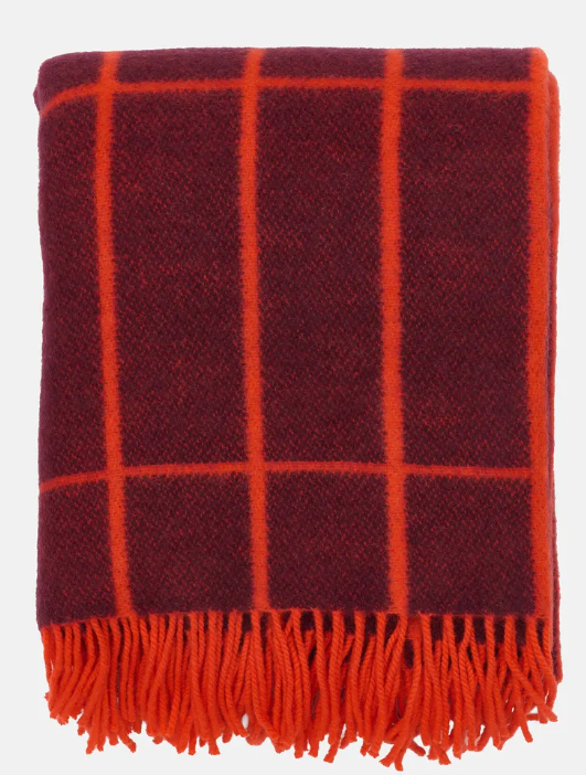 Marimekko Tiiliskivi Burgundy Orange Red Wool Throw